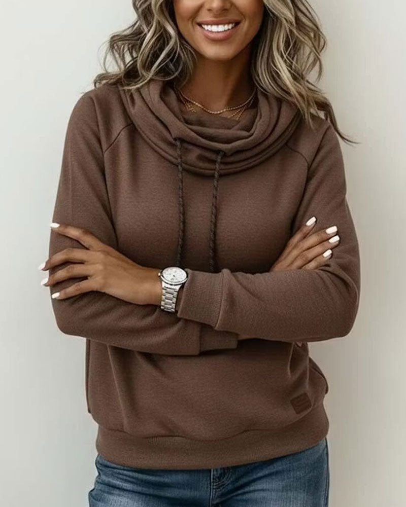 Sweatshirt Col Mock Attache Décontracté Pull