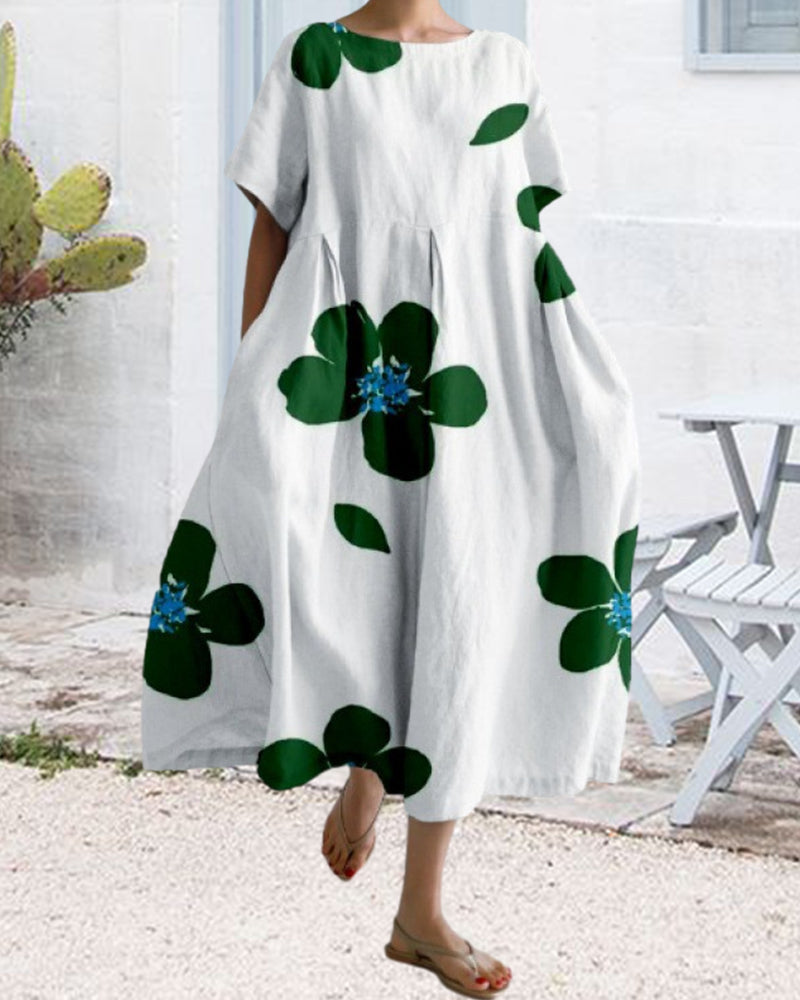 Robe ample imprimée à manches courtes