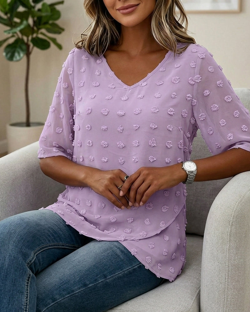 Blouse Décontractée Col V Uni