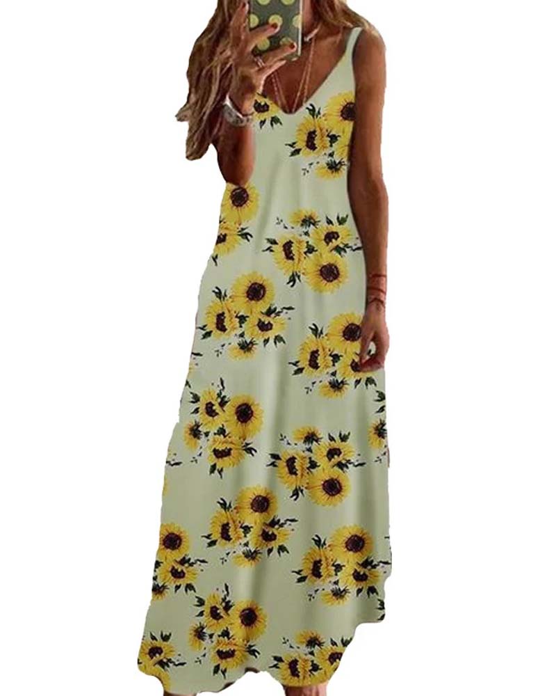 Robe Longue Imprimé Bretelle Spaghetti