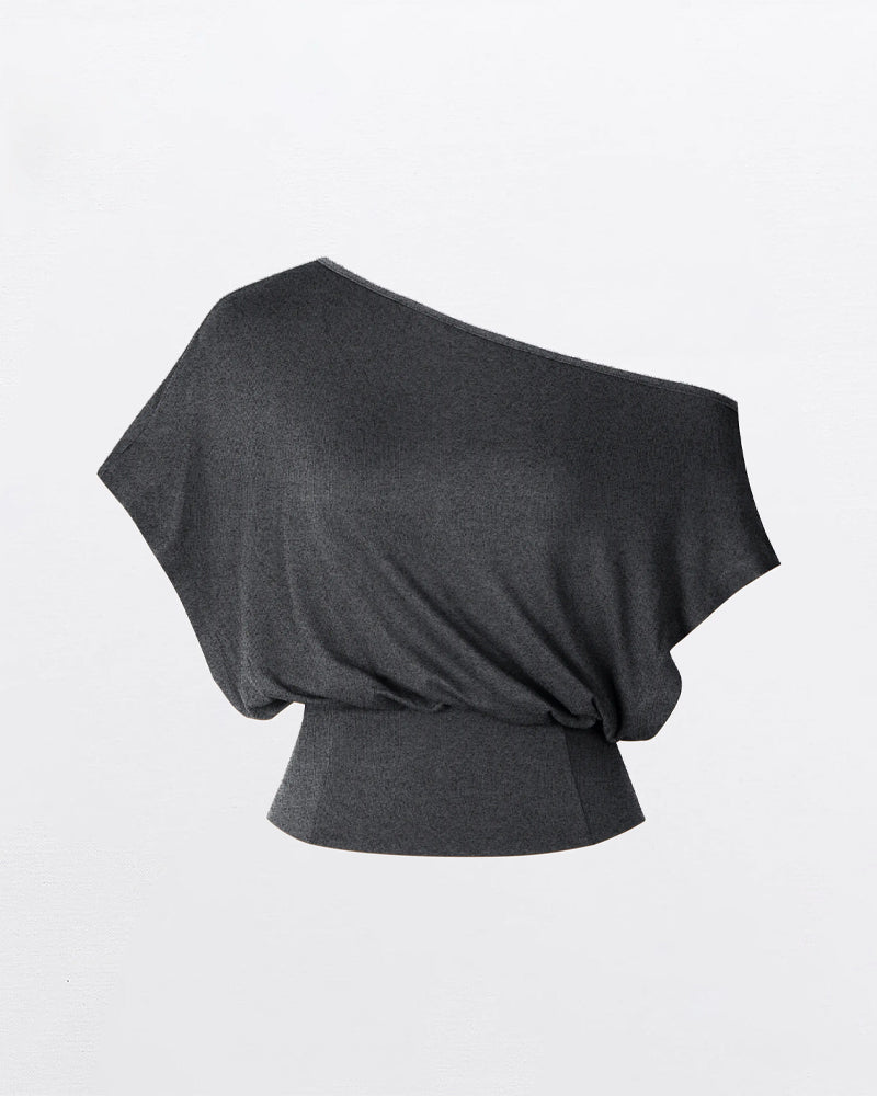 T-Shirt Ourlet Asymétrique Ajusté Chauve-Souris