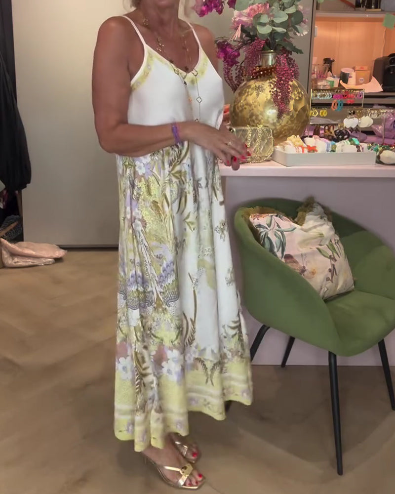 Robe Camisole Col V Imprimé Placé