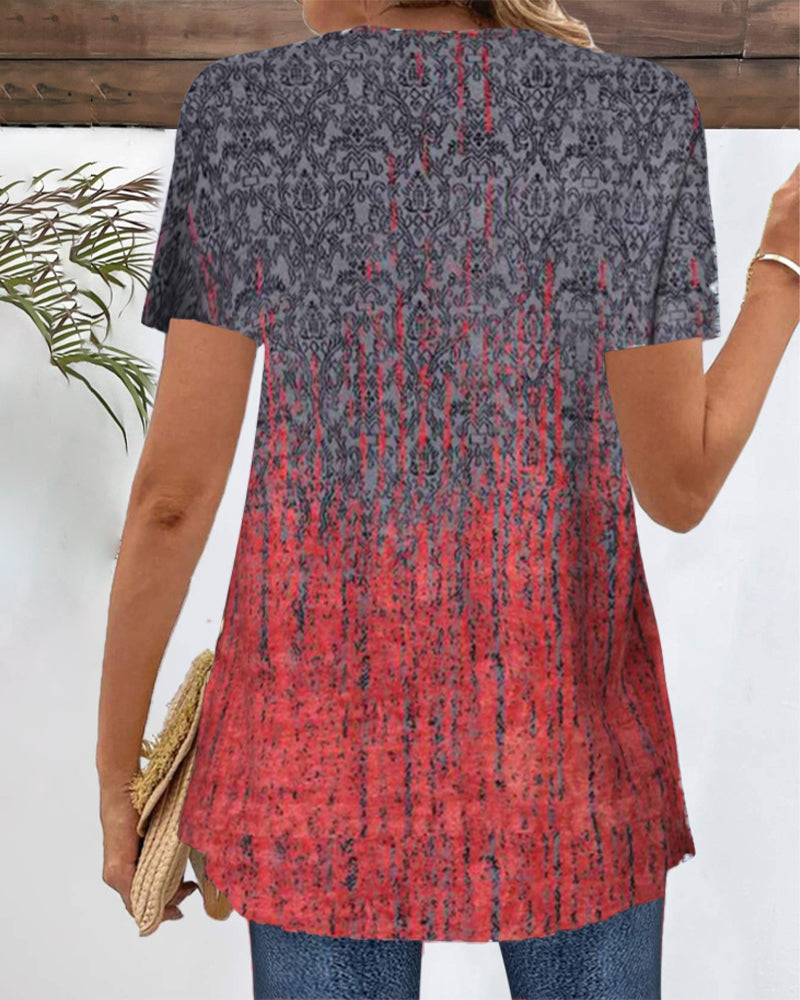 Blouse Fausse Deux-Pièces Manches Courtes Irrégulier