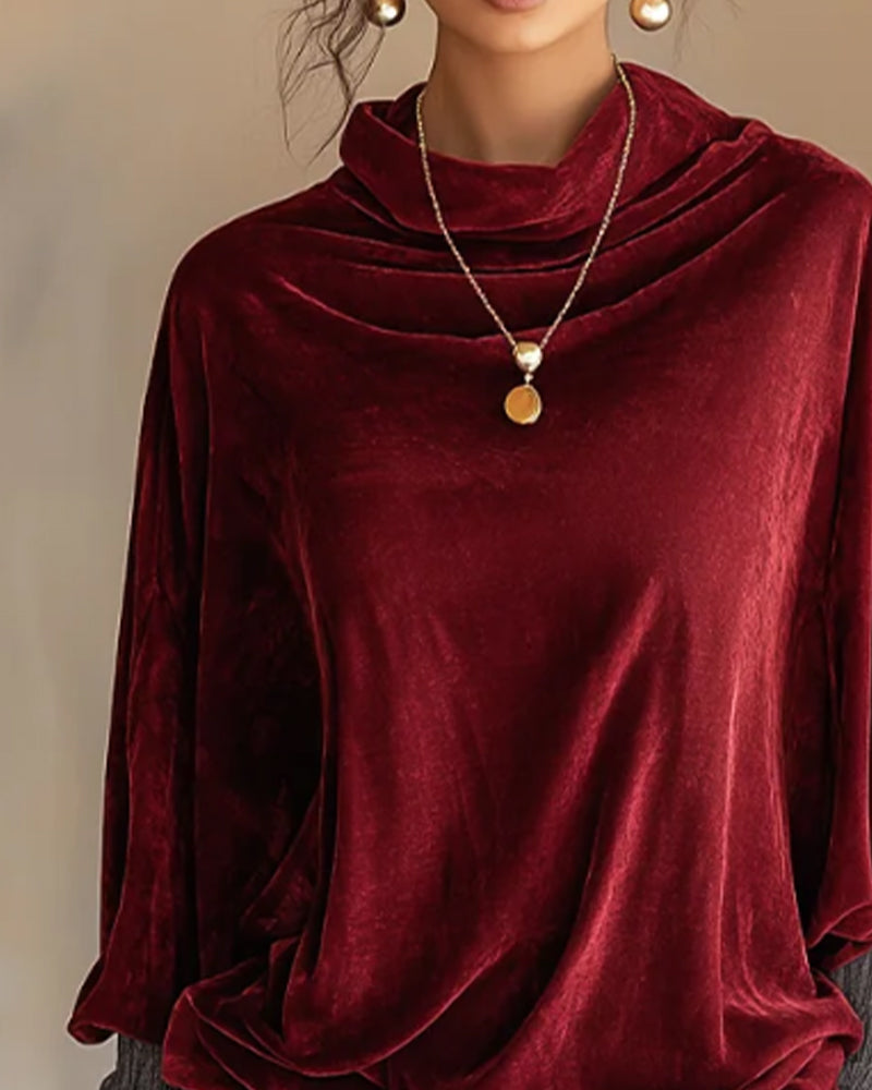 Blouse Col Drapé Décontractée