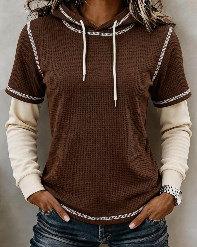 Sweat À Capuche Gaufré Bloc De Couleur 2 En 1