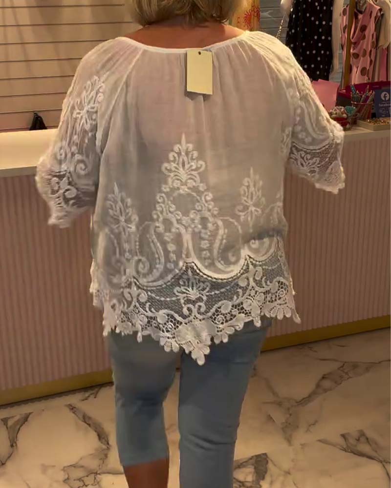 Chemisier Lacet Transparent Dentelle Patchwork