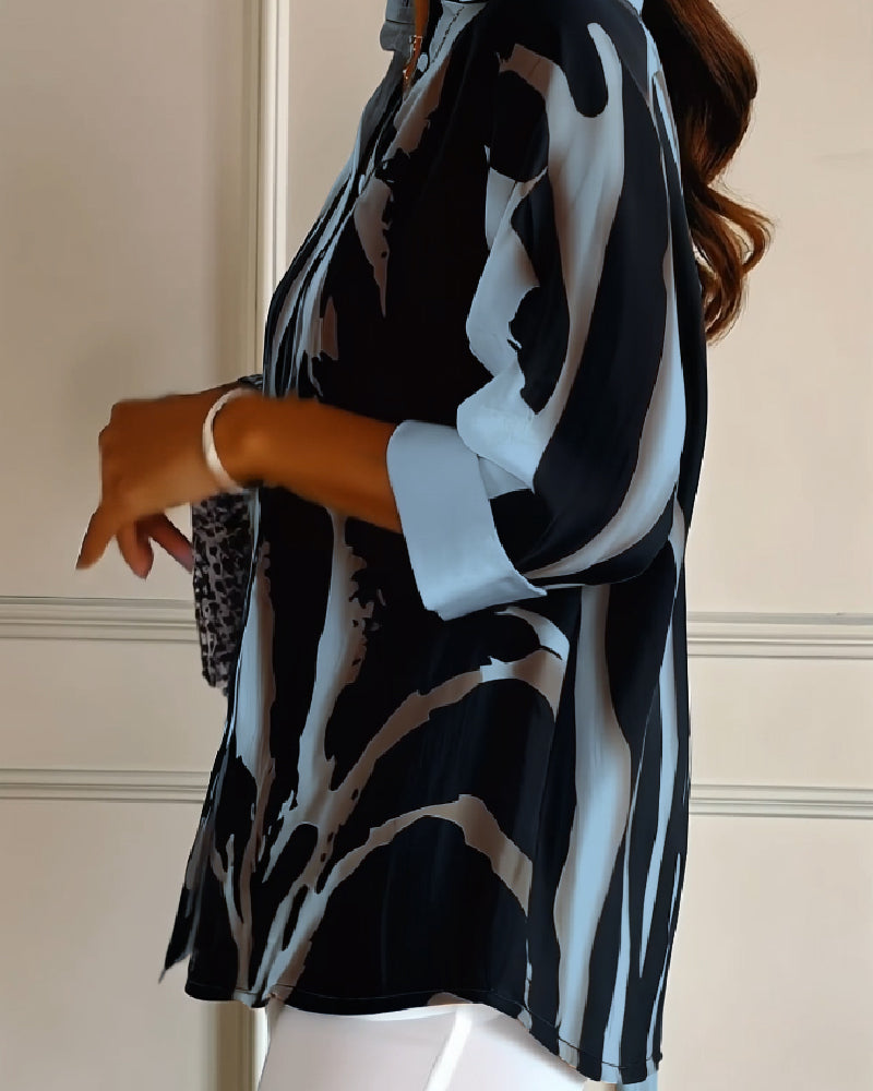 Blouse Col Montant Imprimé Irrégulier