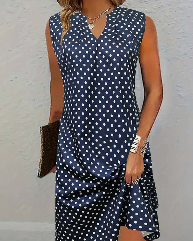 Robe élégante sans manches à imprimé à pois