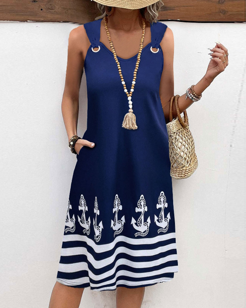 Robe rayée patchwork à bretelles décontractées