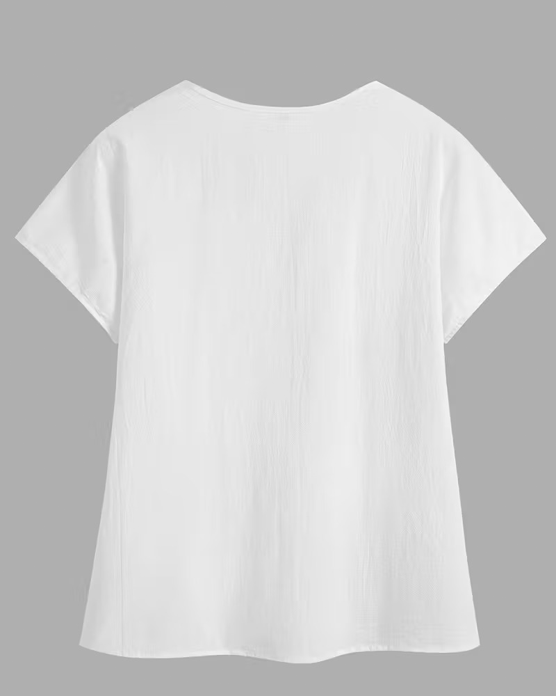 Blouse Découvert Col Peter Pan Manche Courte