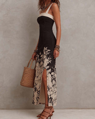Robe Encre Lavage Camisole Bodycon Fente