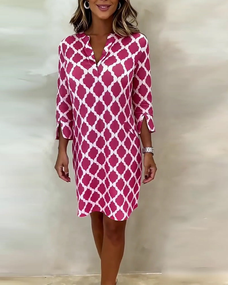 Robe Manches Trois-Quarts Imprimé