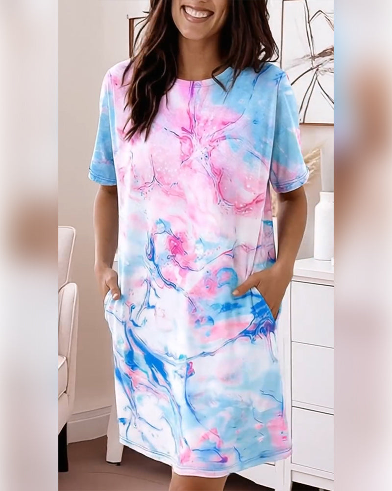 Robes Tie-Dye Fluide Imprimé Ample