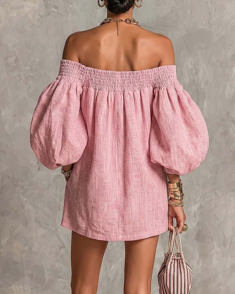 Robe Bandeau Élastique Manches Ballon