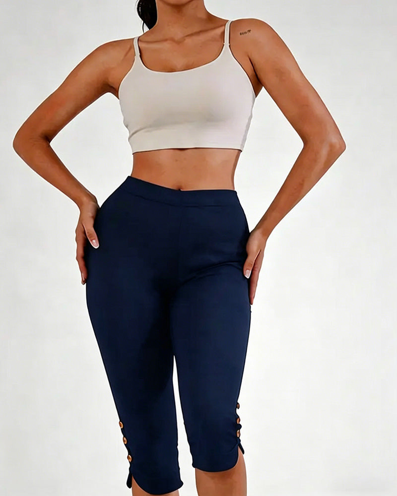 Leggings Uni Ajusté Raccourci