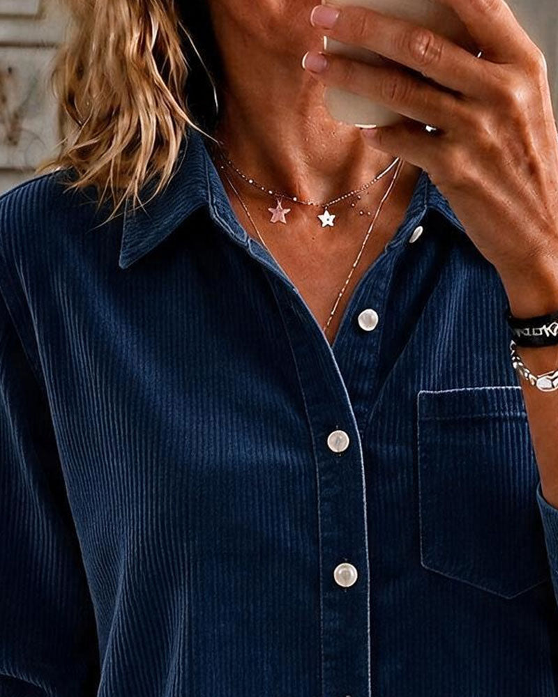 Blouse Velours Côtelé Ourlet Asymétrique