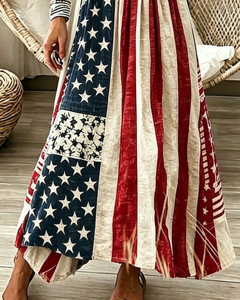 Robes Étoiles Et Rayures Patchwork Taille Cintrée