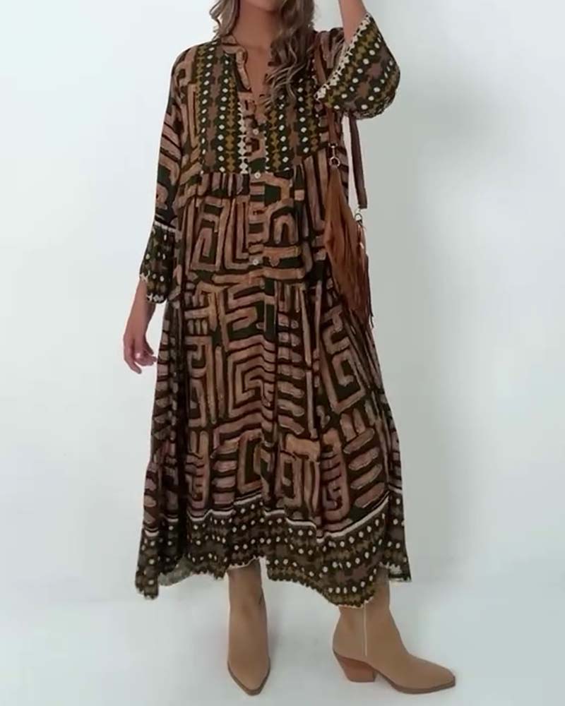 Robe Ethnique Imprimé Géométrique