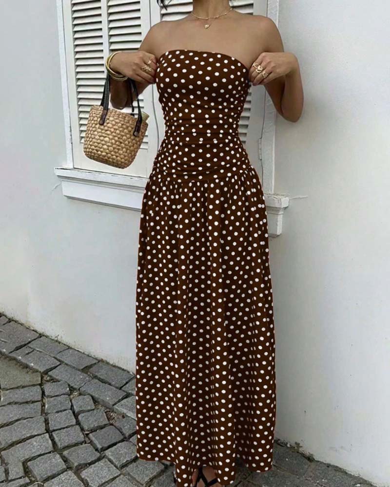 Robe Bandeau À Pois Ligne A Longue