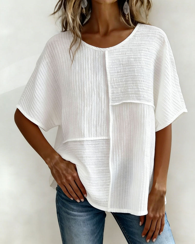 Haut Vertical Texturé Patchwork Lâche