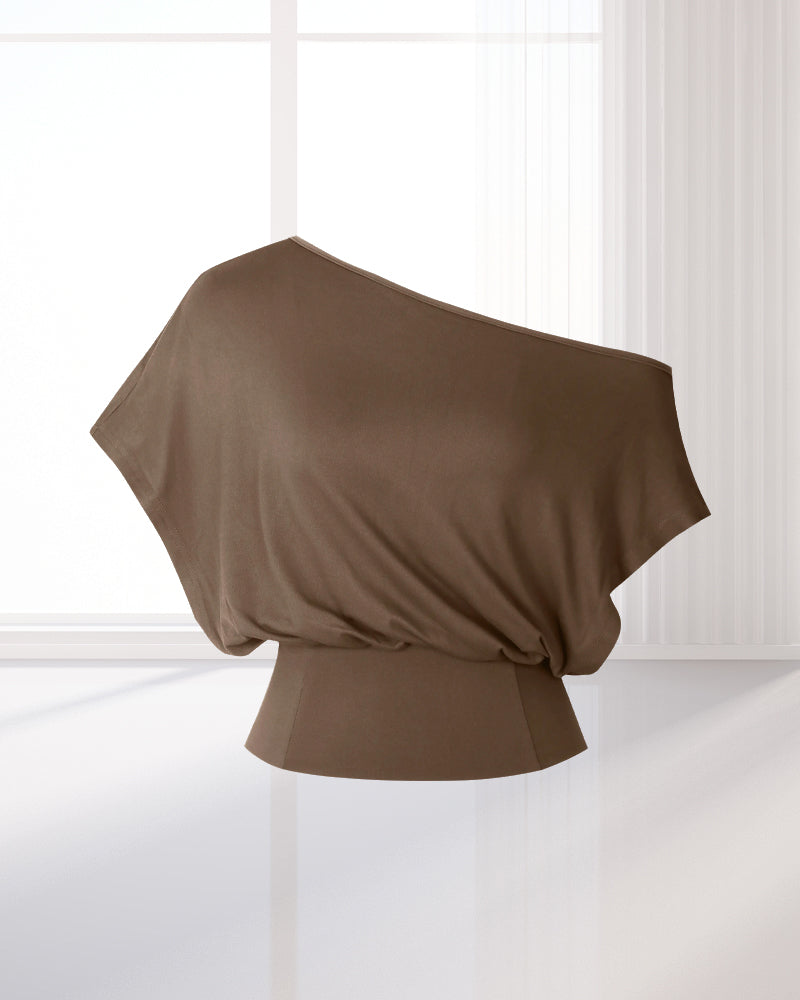 T-Shirt Ourlet Asymétrique Ajusté Chauve-Souris