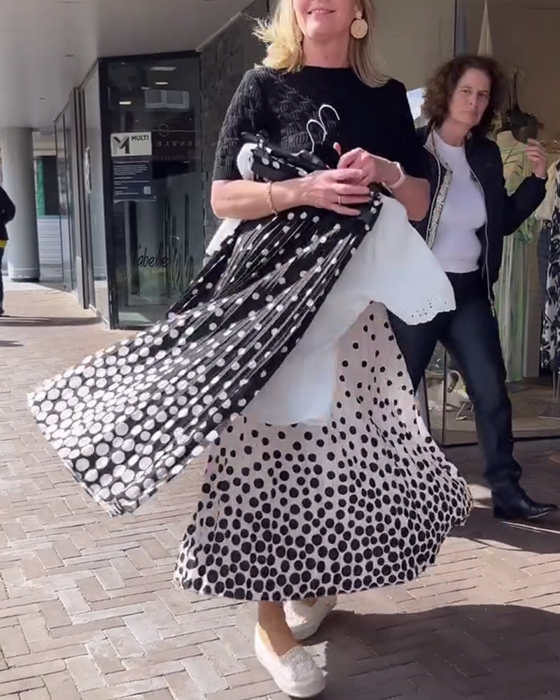 Jupe plissée élégante à imprimé pois