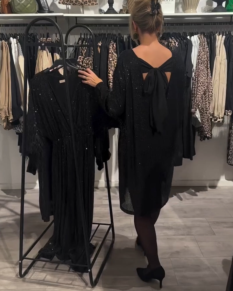 Robe Élégante Dos Nu À Bretelles Et Paillettes