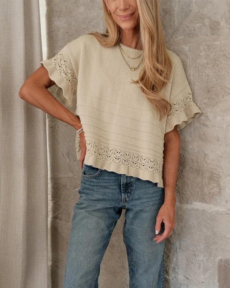 Blouse Col Rond Ourlet Volanté Découpe