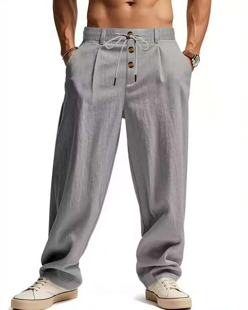 Pantalon Décontracté Uni Jambe Droite