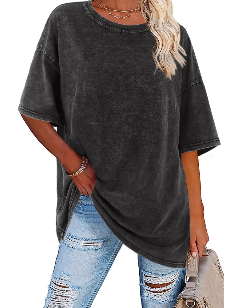 T-Shirt Coupe Loose Décontracté Manches Courtes