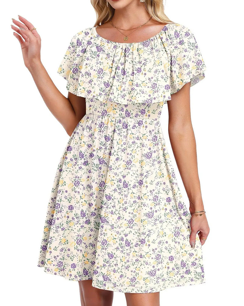 Robe Florale Épaules Dénudées Midi