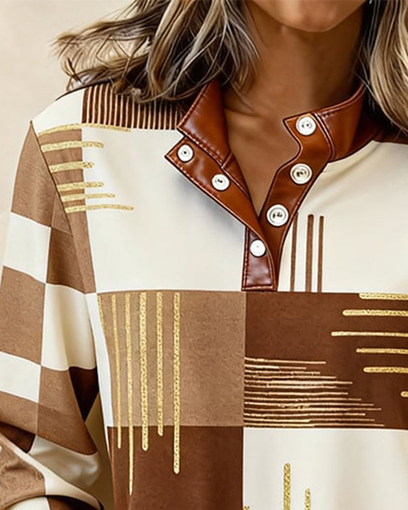 Sweat Color-Block À Col Montant Et Boutonnage Devant