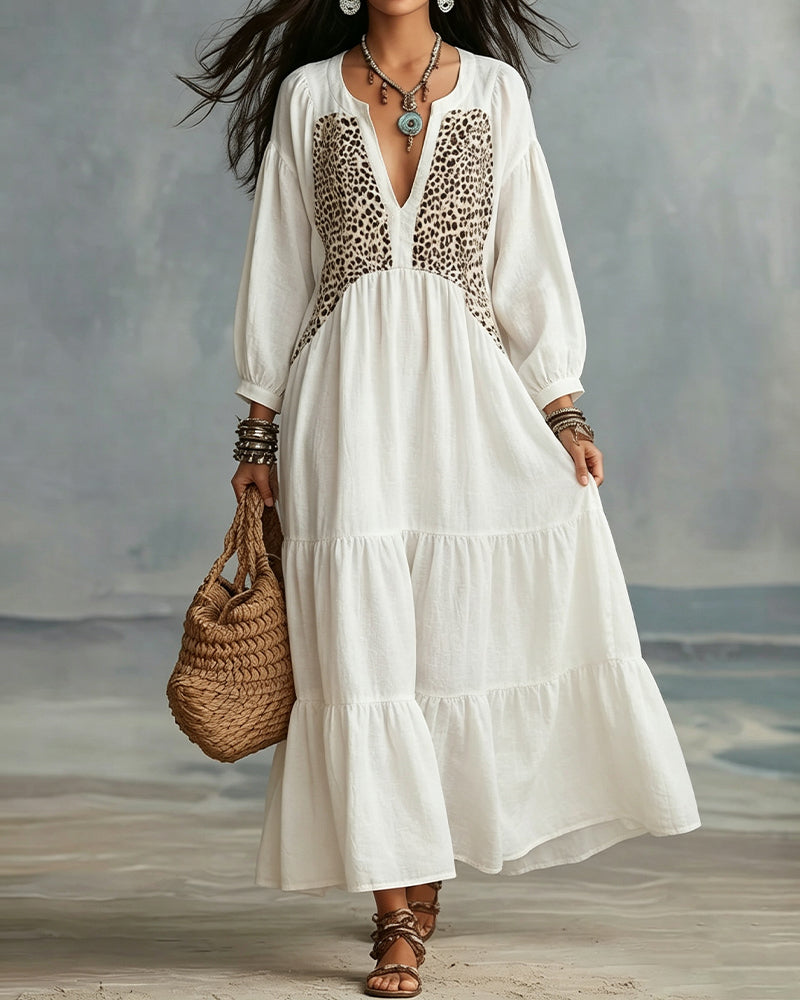 Blouse À Imprimé Léopard Manches Longues