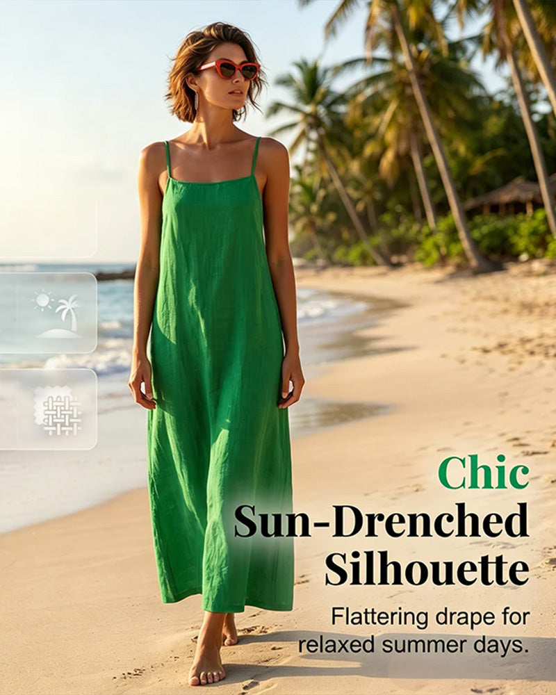 Robe Unie Bretelles Spaghetti Maxi