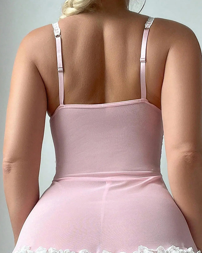 Lingerie Imprimée Dentelle Transparente