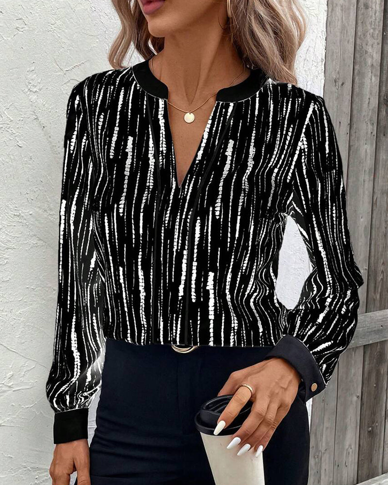 Blouse À Imprimé Géométrique Tendance