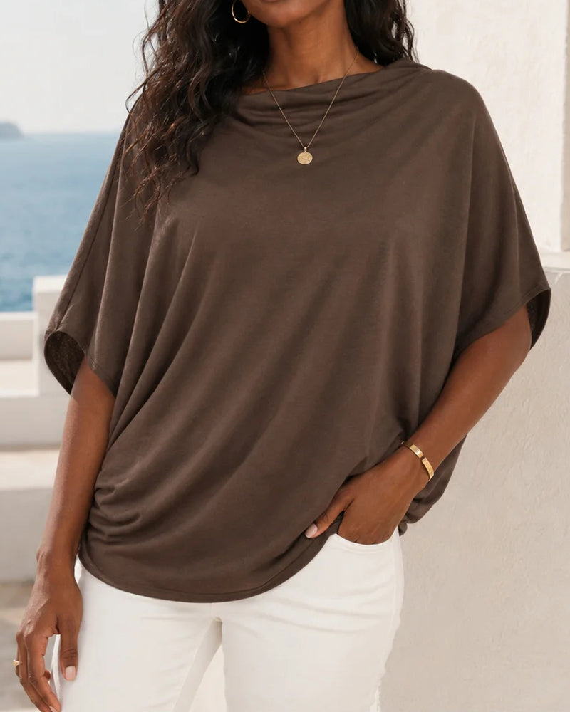 Blouse Col Drappé Uni