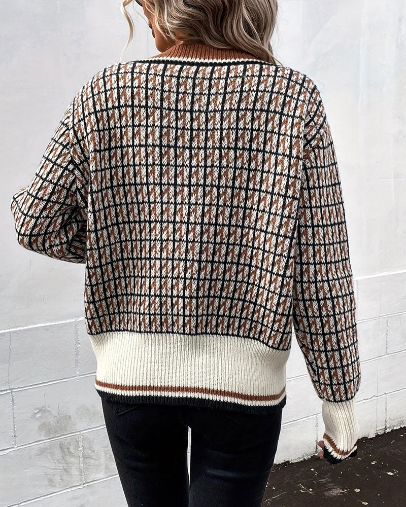Cardigan Vintage Carreaux Boutonnage