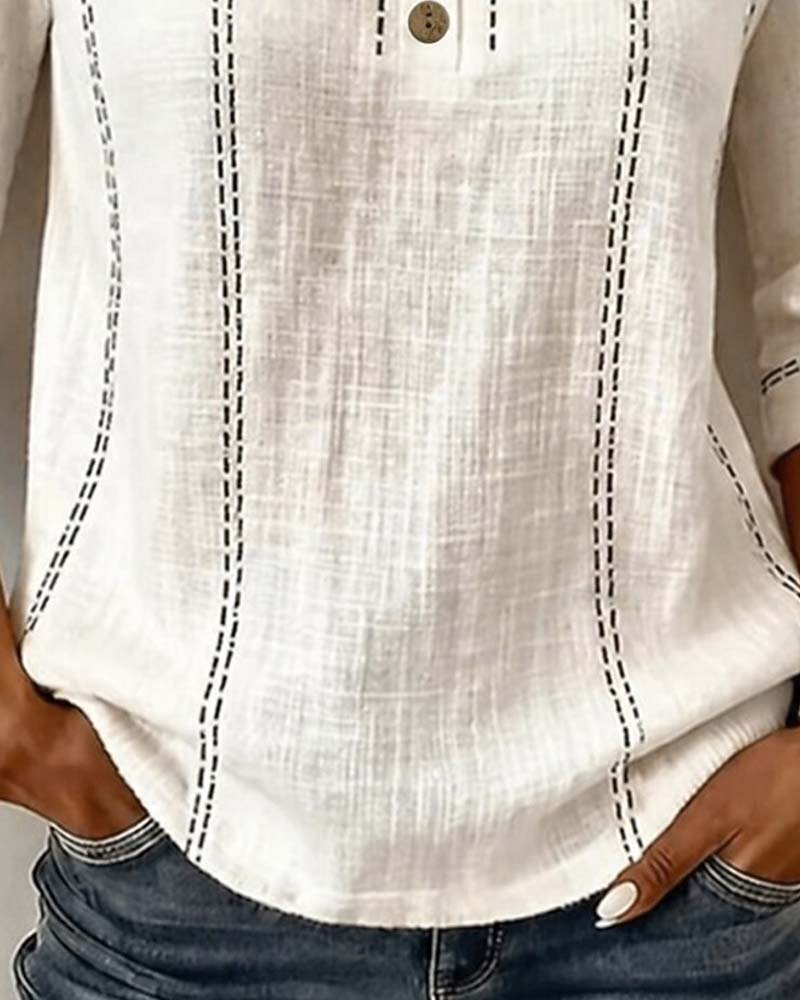 Blouse Manche Coude Demi-Boutonnage Ligne