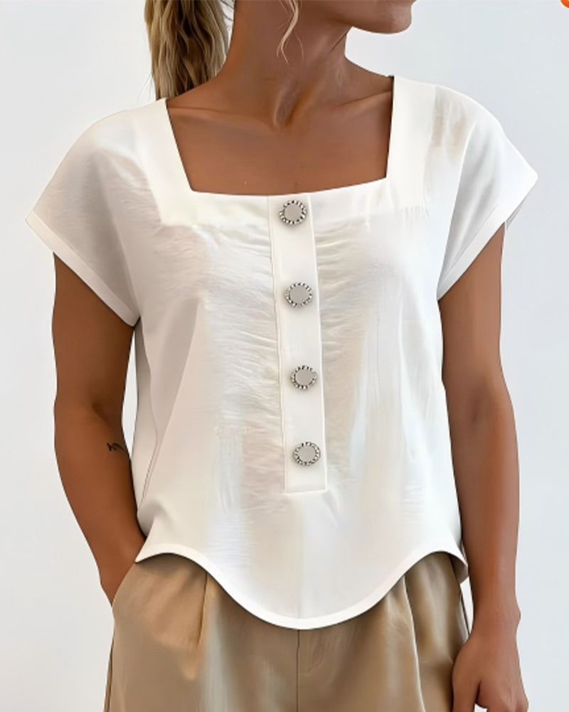 Blouse Col Carré Uni