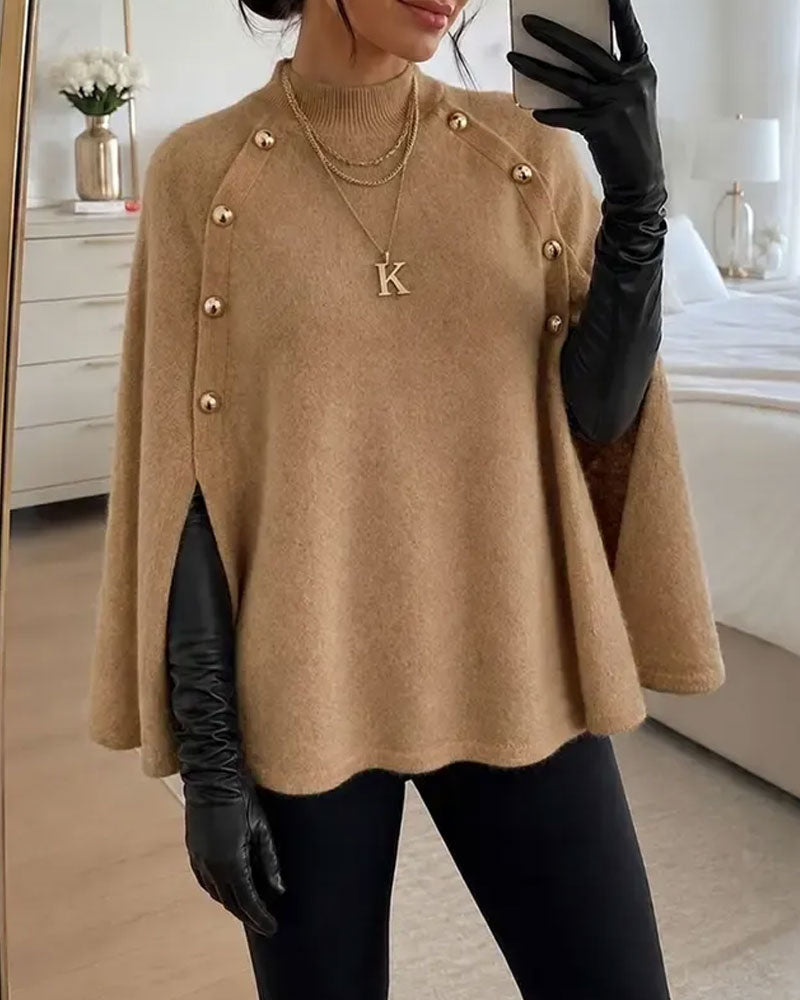 Pull Col Haut Boutonné Fente