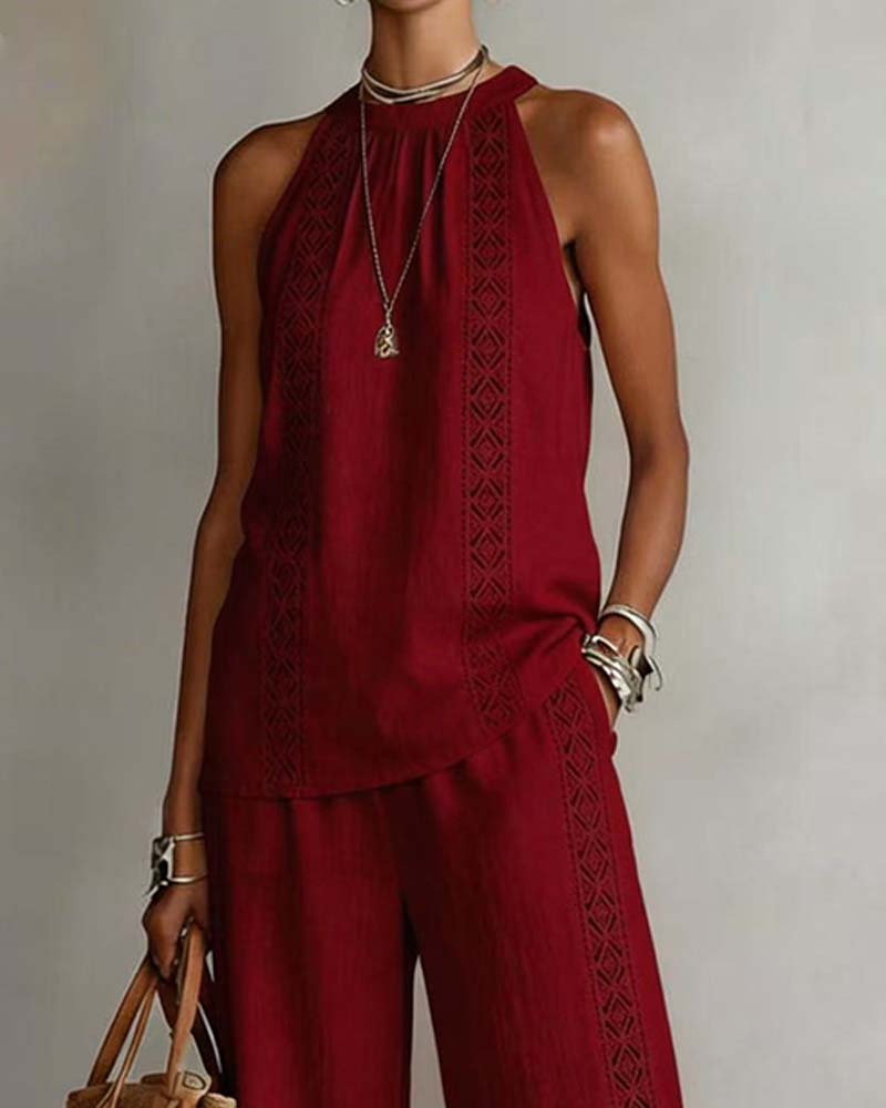 Ensemble Deux Pièces Évidé Halter
