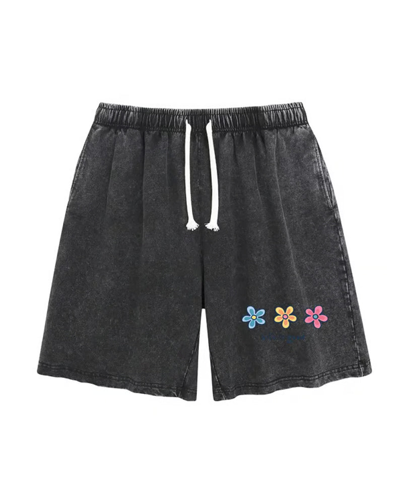 Short Imprimé Fleur Élastique Cordond Tirage