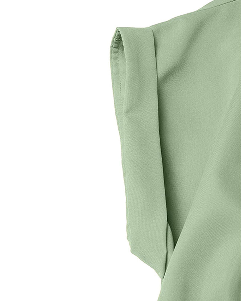 Robe A-Ligne Attache Taille Haute Bouton
