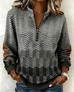 Sweat À Motif Géométrique Et Col Mi-Éclair