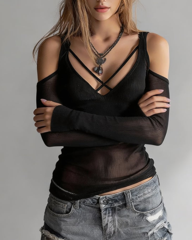 Chemisier Croisé Col V Off-Shoulder