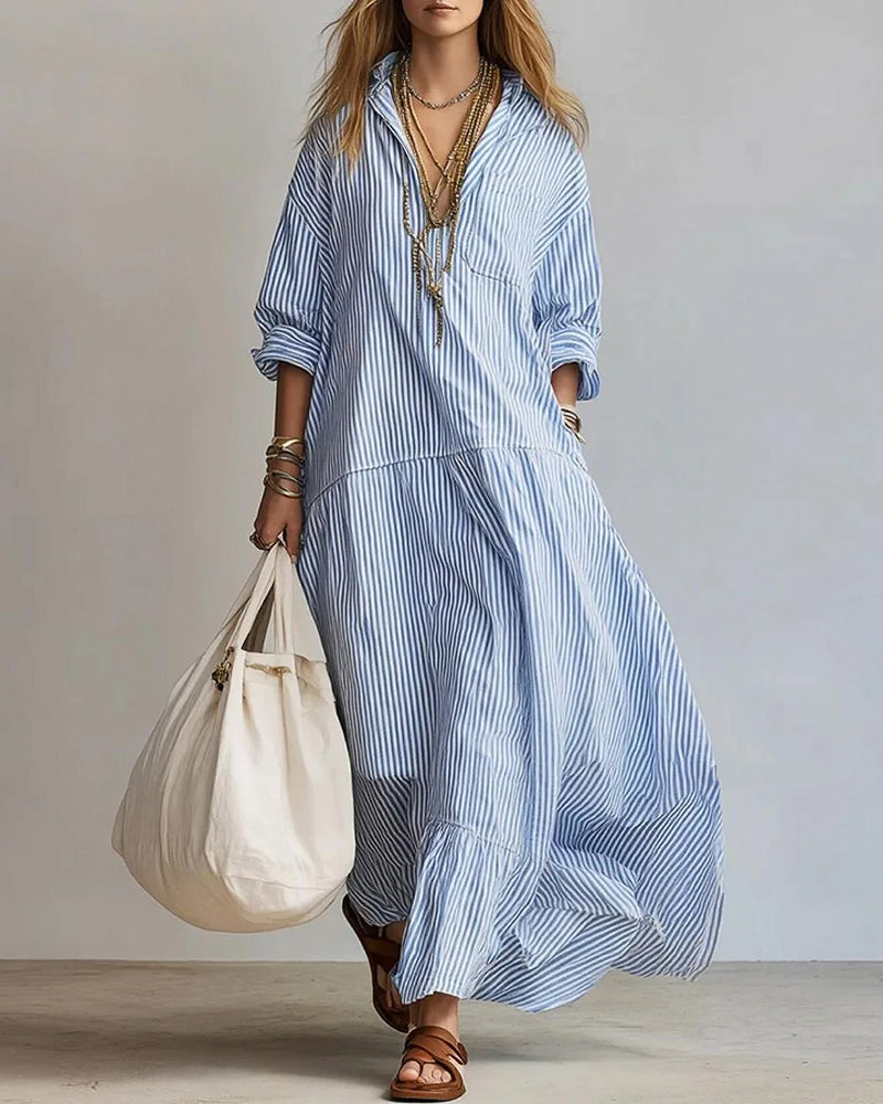 Robe À La Mode Rayée Longue