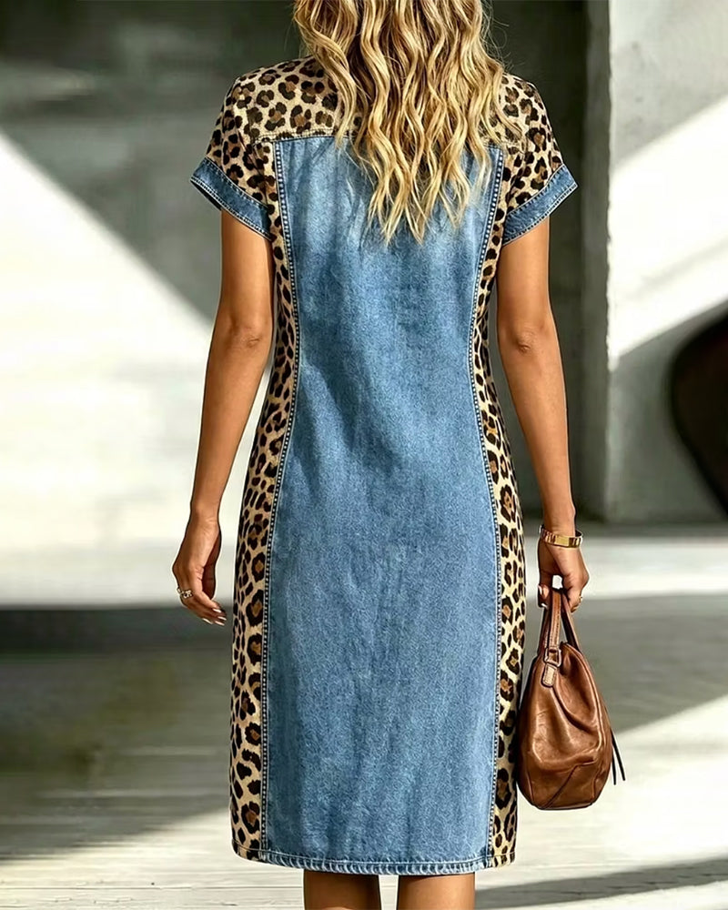Robe Manches Courtes Léopard