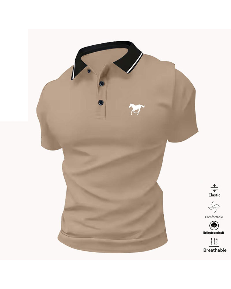T-shirt Homme À Col Revers, Manches Courtes