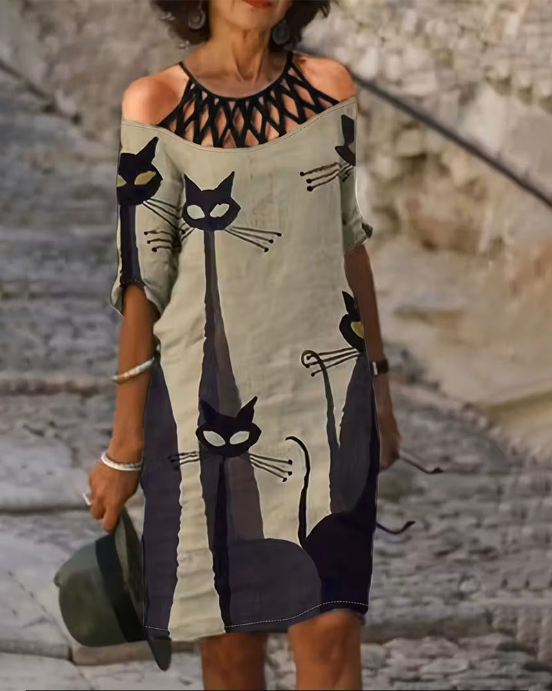 Robe Décontractée Imprimée Ajourée